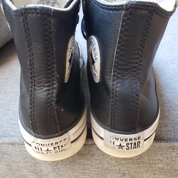 EUC CTAS Converse leather Eva Lift Jet Black A01015C (Youth 2) KICKS - Picture 7 of 9